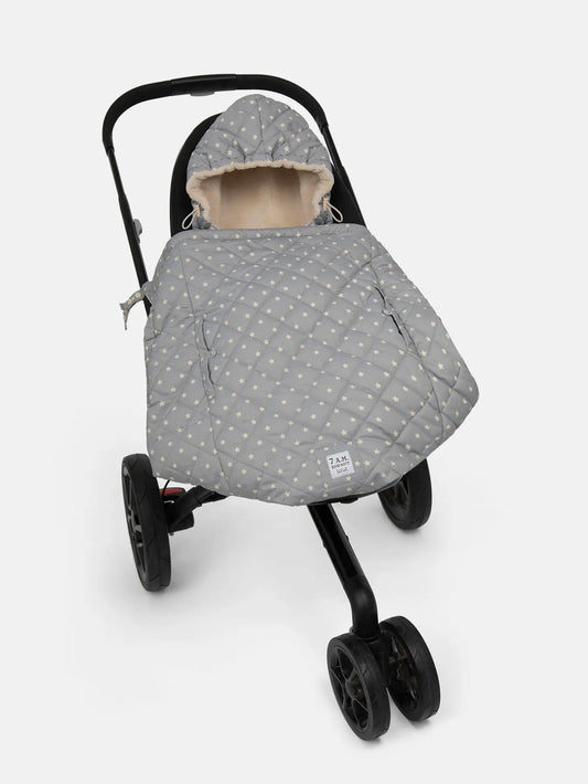7am Enfant K-Poncho Plush – Grey Stars | Regular Weight