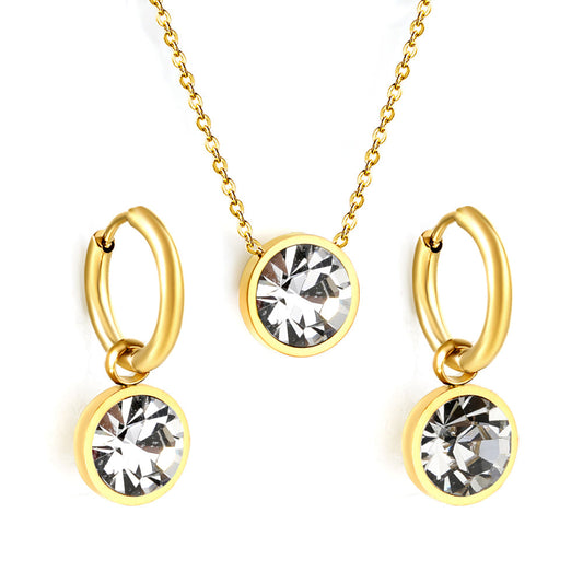 Parure Bijoux Dorée – Collier, Boucles d'Oreilles & Bague Cristal