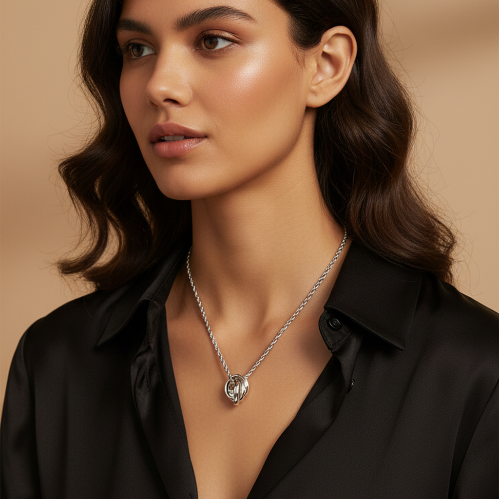 Collier Chaîne Torsadée Argent – Pendentif Sphère Entrelacée