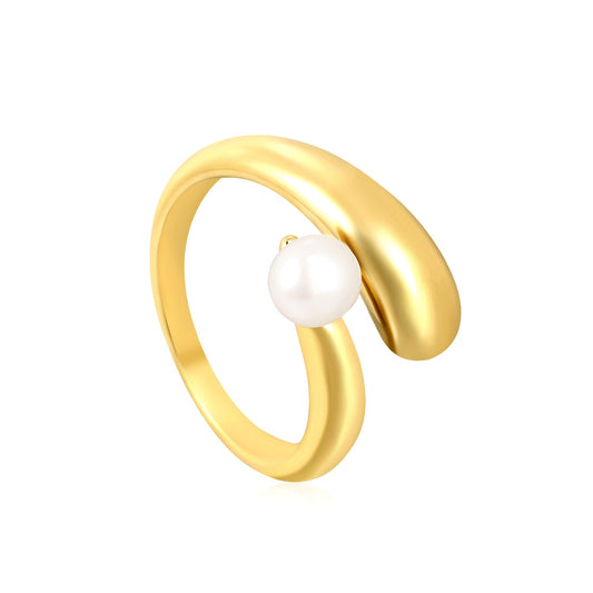 Bague Dorée à Perle – Style Minimaliste Élégant