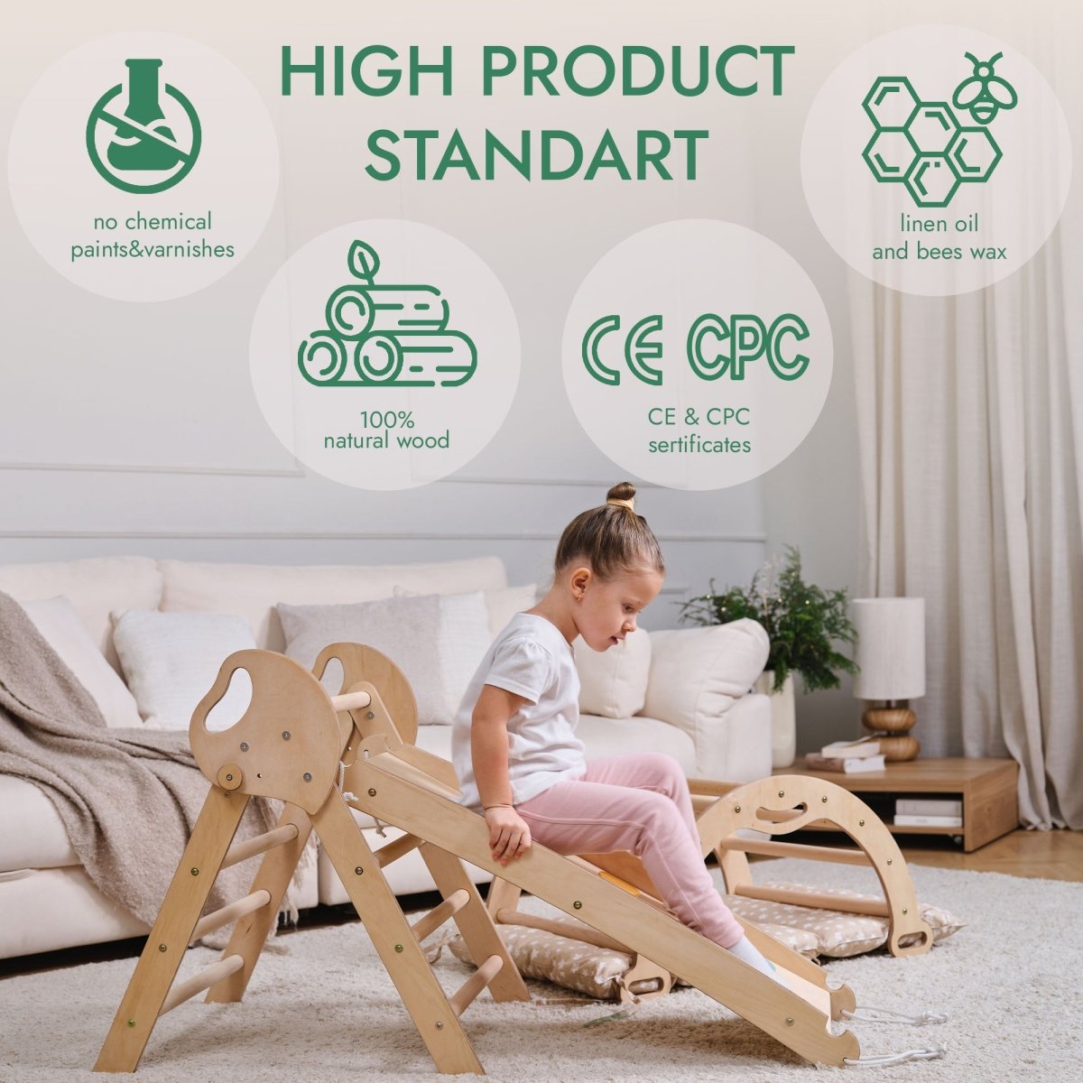 Balansin Montessori en Bois — Coussin Inclus | Jeu d'Éveil Bébé
