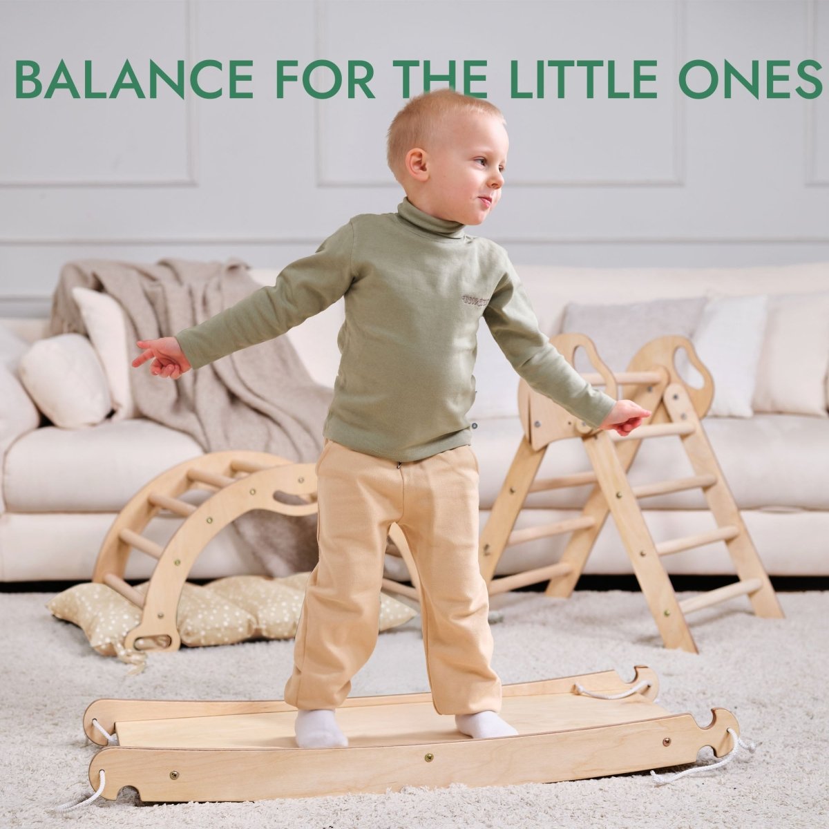 Balansin Montessori en Bois — Coussin Inclus | Jeu d'Éveil Bébé
