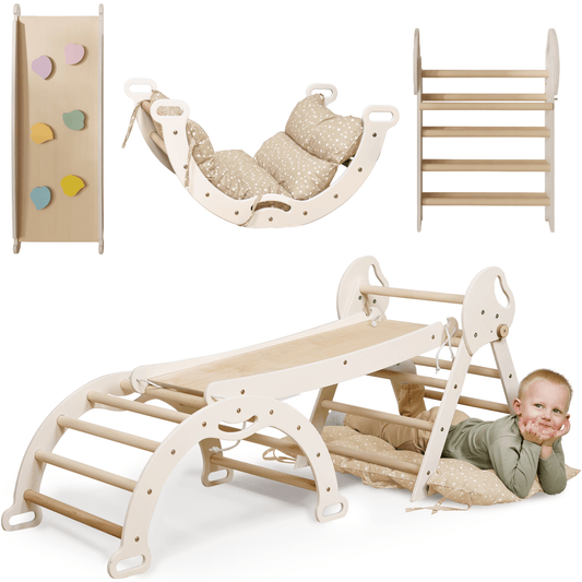 Balansin Montessori en Bois — Coussin Inclus | Jeu d'Éveil Bébé
