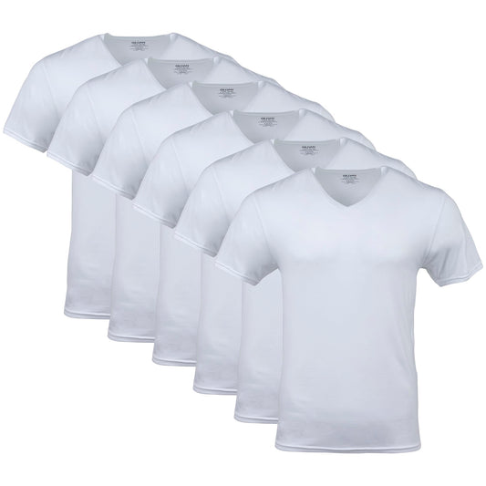 Gildan Men's V-Neck T-Shirts, Multipack, Style G1103, White (6-Pack), Large 🍁 All In One Marketplace Canada