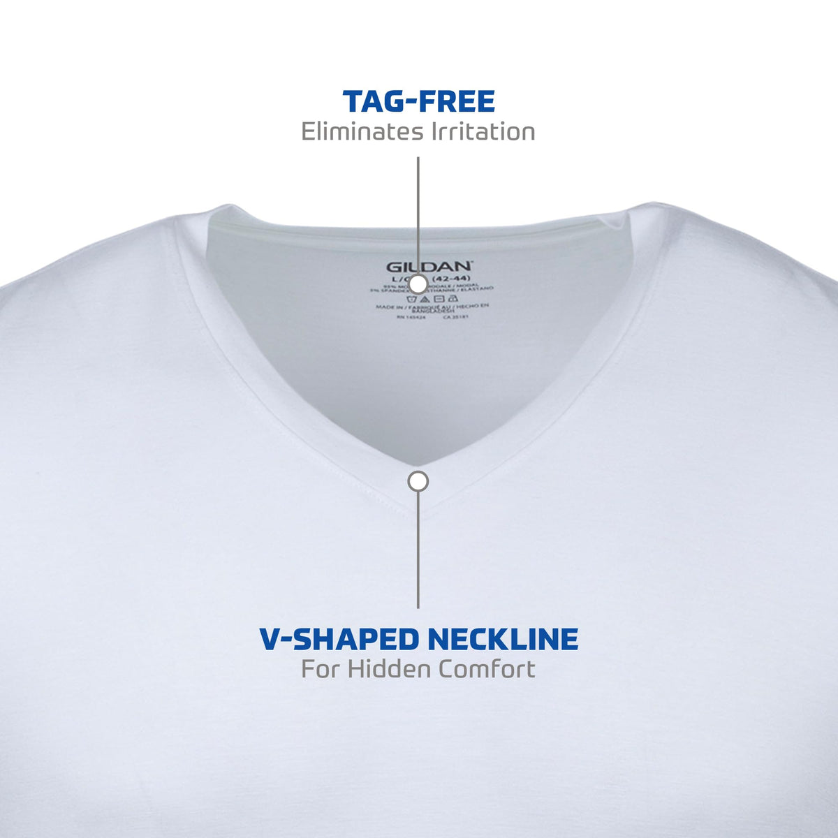 Gildan Men's V-Neck T-Shirts, Multipack, Style G1103, White (6-Pack), Large 🍁 All In One Marketplace Canada