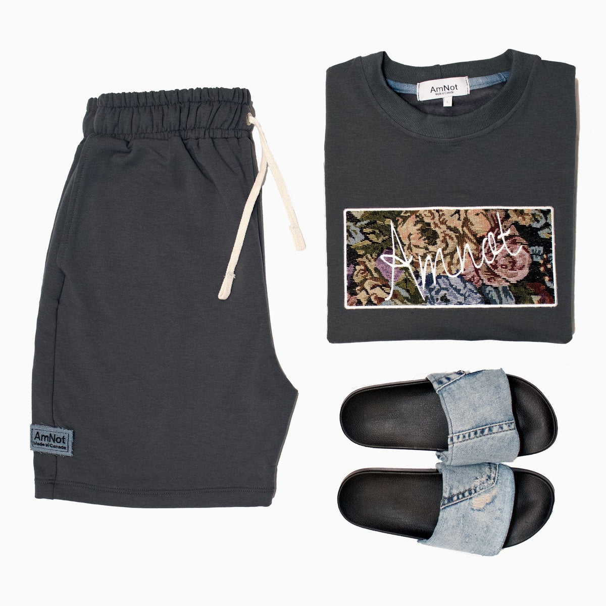 Sandale slide denim recyclé homme
