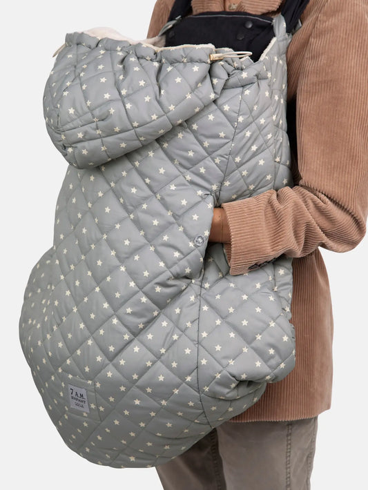 7am Enfant K-Poncho Plush – Grey Stars | Regular Weight