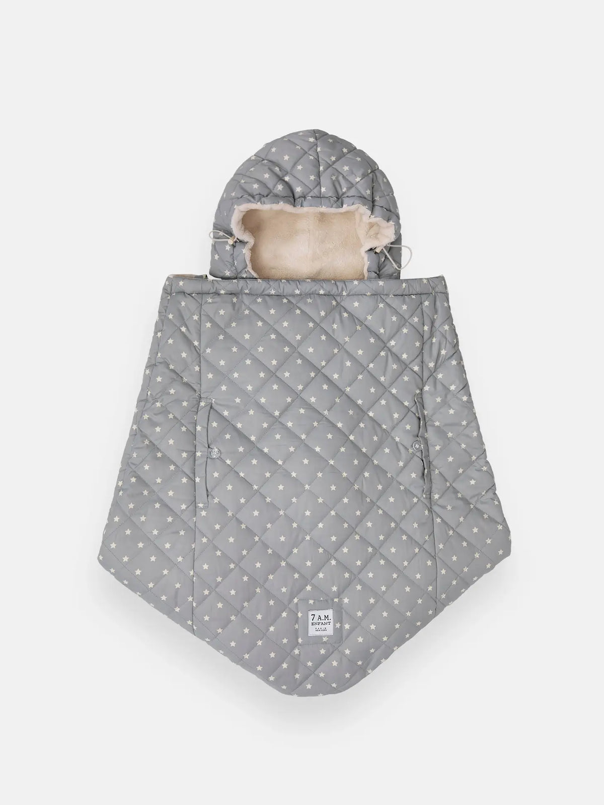 7am Enfant K-Poncho Plush – Grey Stars | Regular Weight