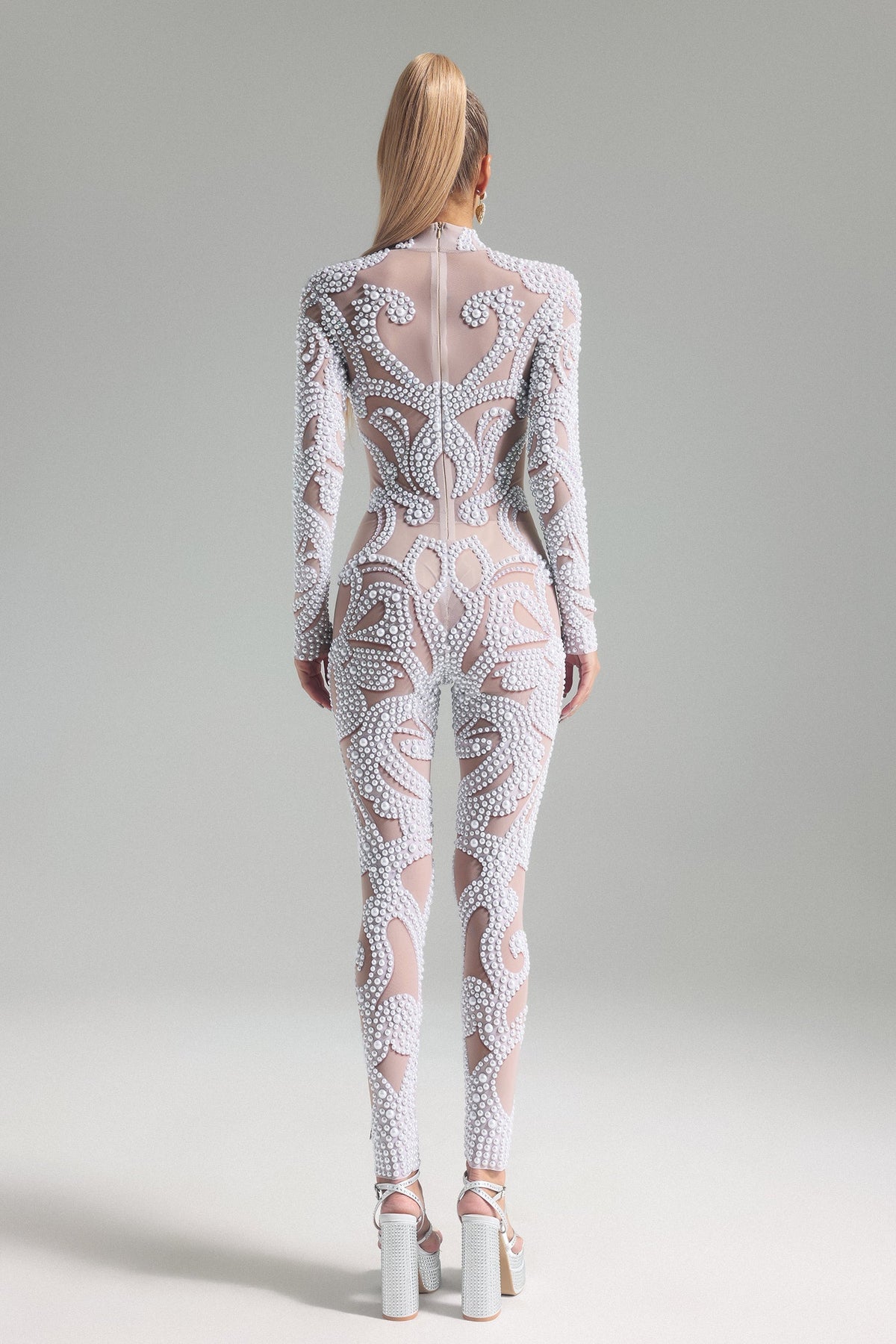 Combinaison Luxe Blanche – Jumpsuit Perles Brodées | Haute Couture