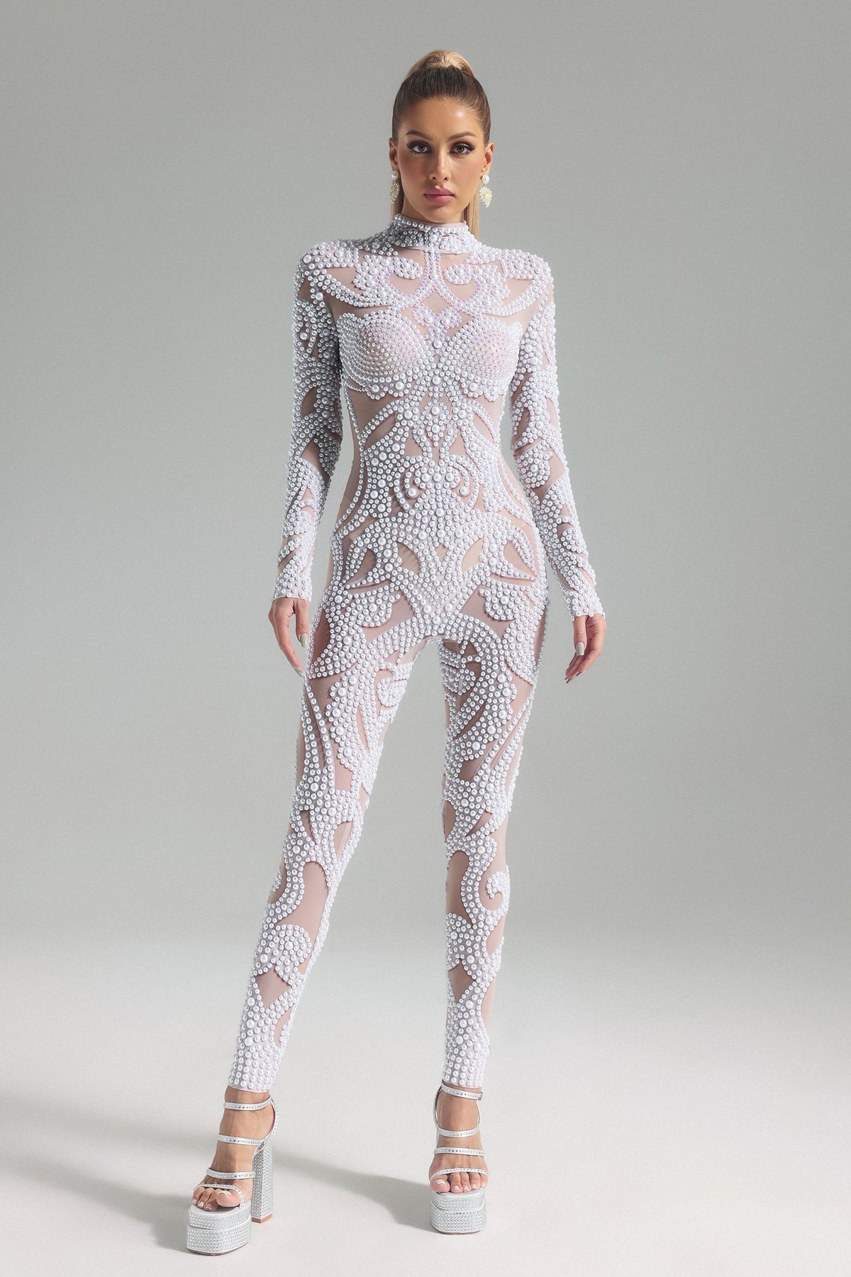 Combinaison Luxe Blanche – Jumpsuit Perles Brodées | Haute Couture