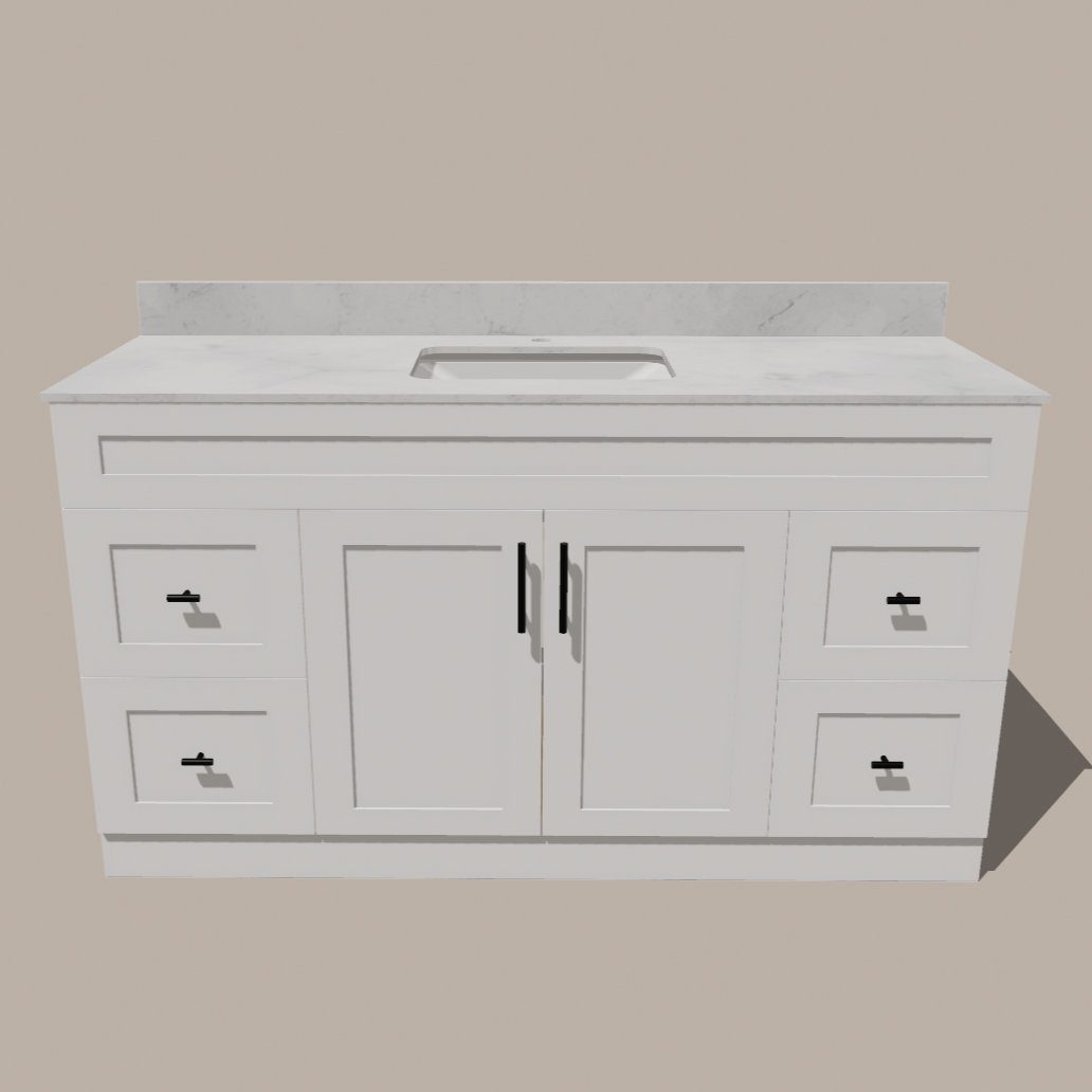 Meuble Lavabo Salle de Bain Blanc – Style Shaker avec Plan Quartz