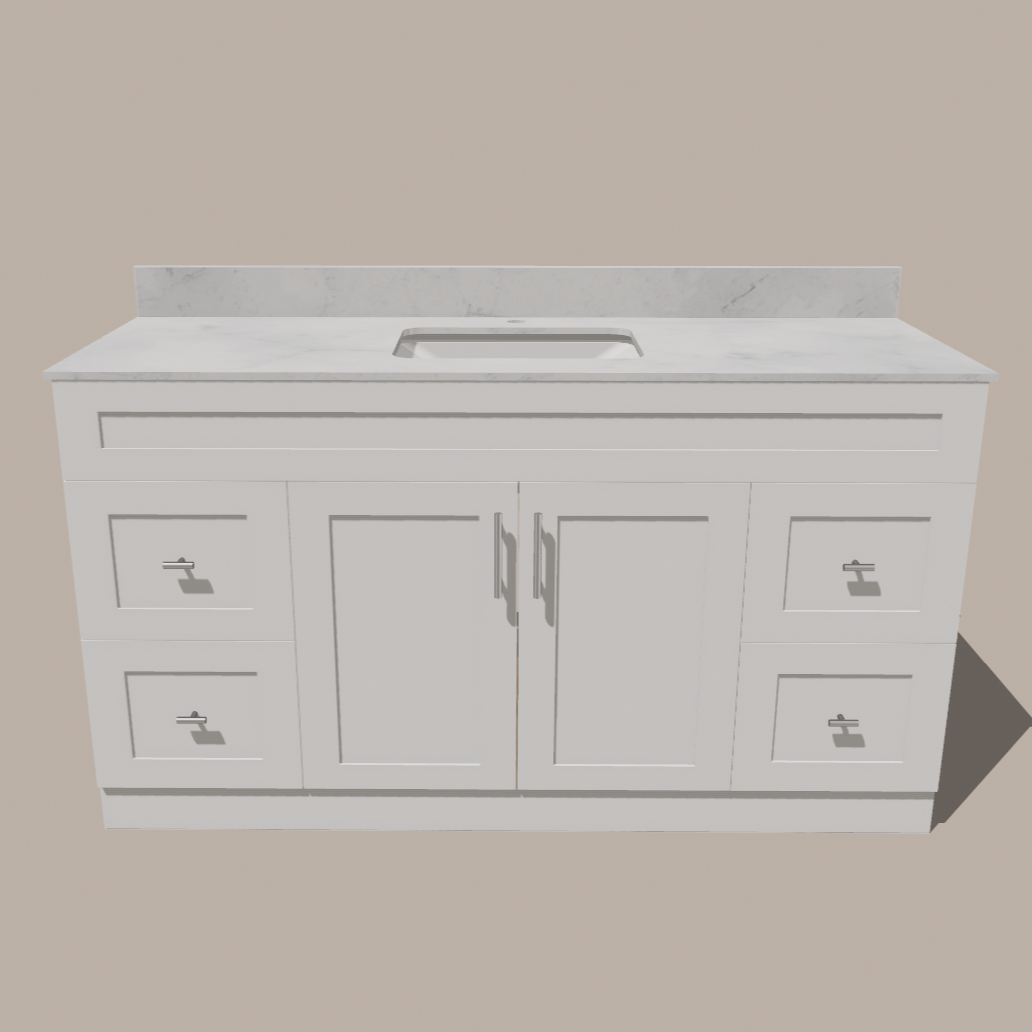 Meuble Lavabo Salle de Bain Blanc – Style Shaker avec Plan Quartz
