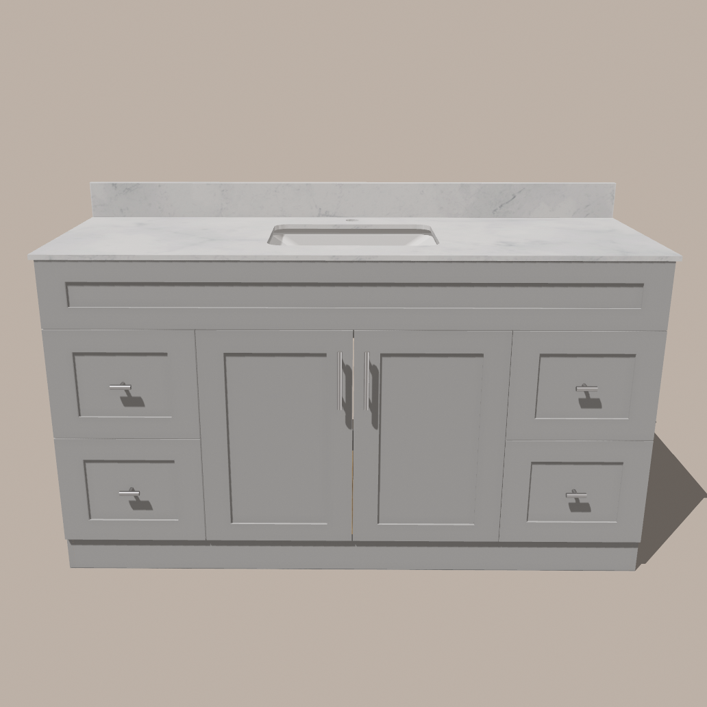Meuble Lavabo Salle de Bain Blanc – Style Shaker avec Plan Quartz