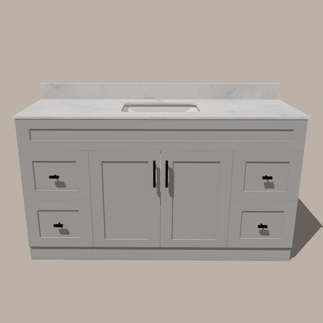 Meuble Lavabo Salle de Bain Blanc – Style Shaker avec Plan Quartz