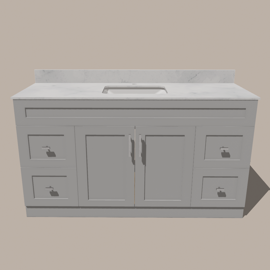Meuble Lavabo Salle de Bain Blanc – Style Shaker avec Plan Quartz