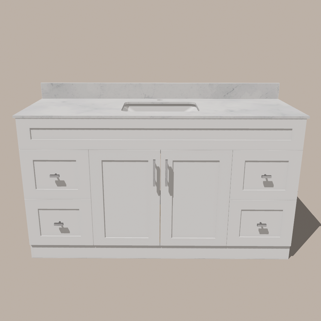 Meuble Lavabo Salle de Bain Blanc – Style Shaker avec Plan Quartz