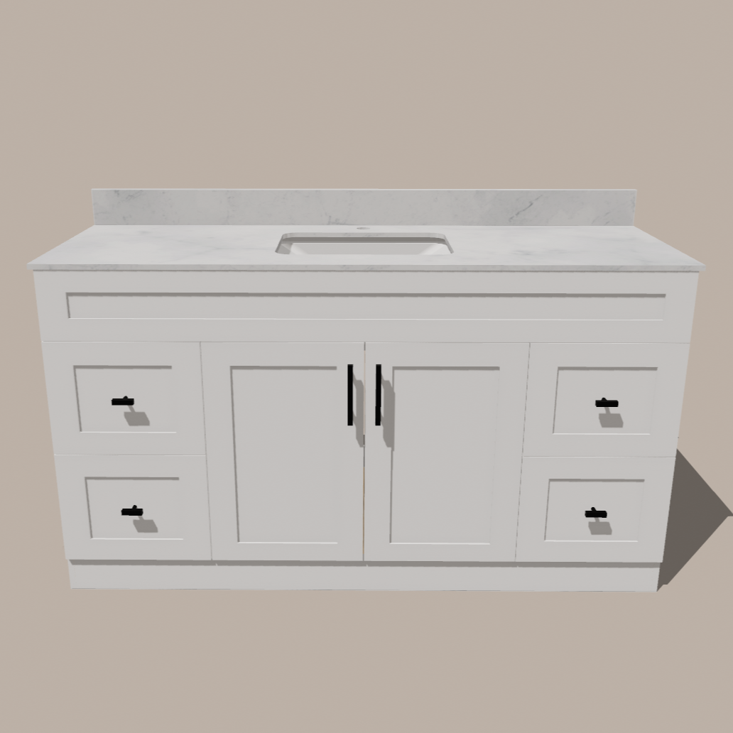 Meuble Lavabo Salle de Bain Blanc – Style Shaker avec Plan Quartz