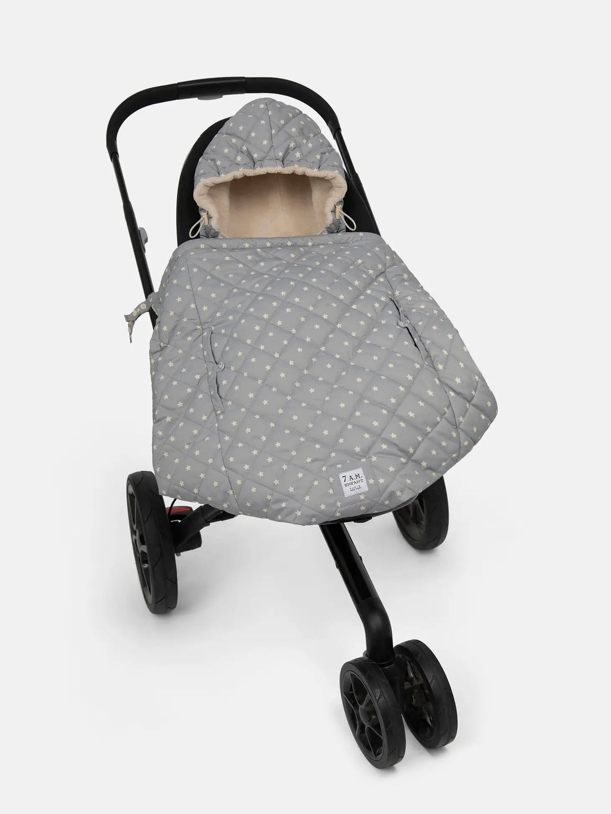 7am Enfant K-Poncho Plush – Grey Stars | Regular Weight