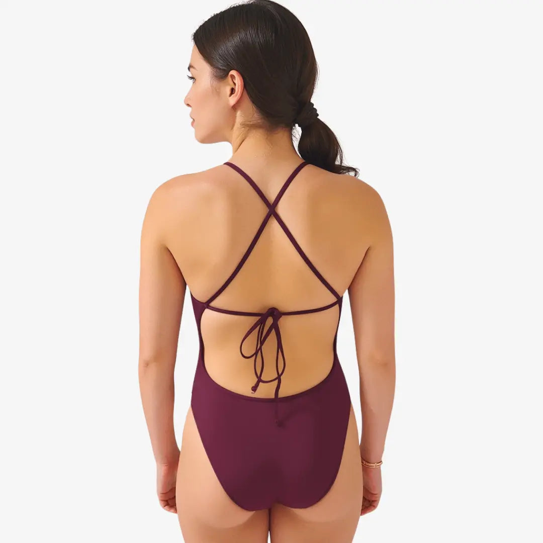 Maillot de Natation Compétition Fuchsia — Coupe Gainante & Dos Nu | Performance