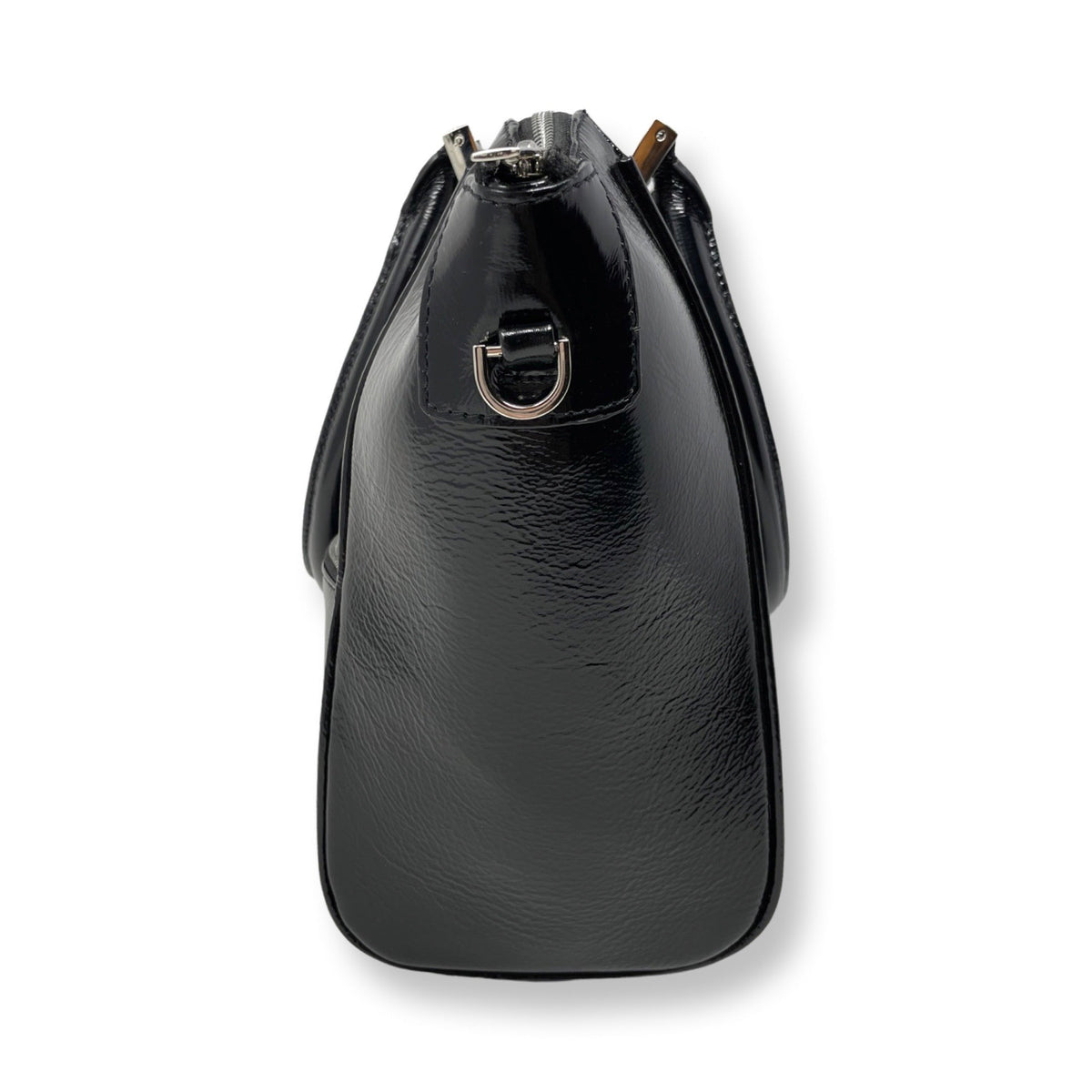 Sac à Main en Cuir Verni Noir Souple | Mona Moyen